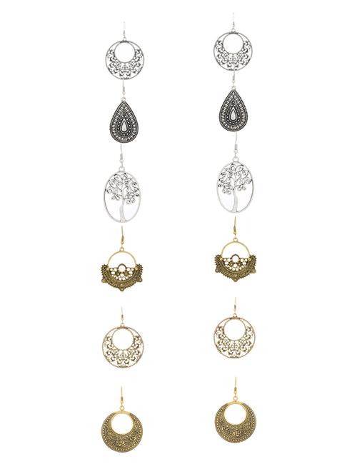multi colored metal drop earrings (set of 6) - 14735822 - Very Small Image - 1