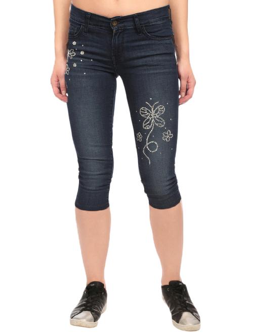 dark blue denim capri - 14736205 - Very Small Image - 1