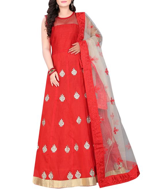red silk blend fit & flare gown - 14736911 - Very Small Image - 1