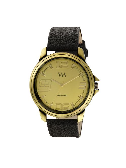 watch me analog quartz gold blue black leather watch for men and boys wmal-268 - 14737529 - Very Small Image - 1