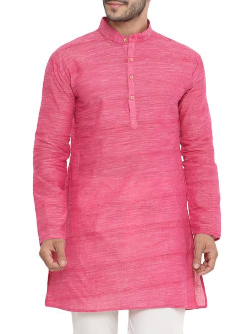 pink cotton long kurta - 14738803 - Very Small Image - 1