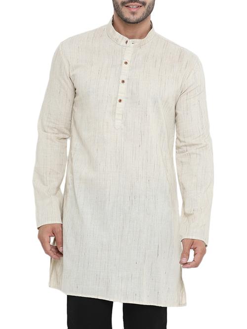 beige self design kurta - 14738830 - Very Small Image - 1
