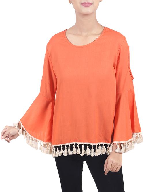 orange rayon top - 14740007 - Very Small Image - 1