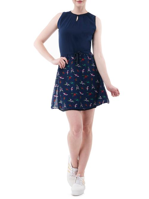 keyhole neck drawstring a-line dress - 14740364 - Very Small Image - 1