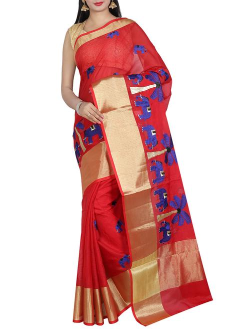conversational embroidered saree with blouse - 14740384 - Very Small Image - 1