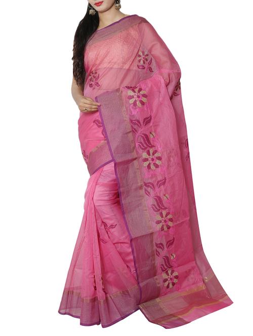 floral embroidered saree with blouse - 14740387 - Very Small Image - 1