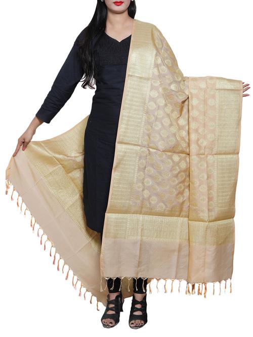 beige art silk dupatta - 14740413 - Very Small Image - 1