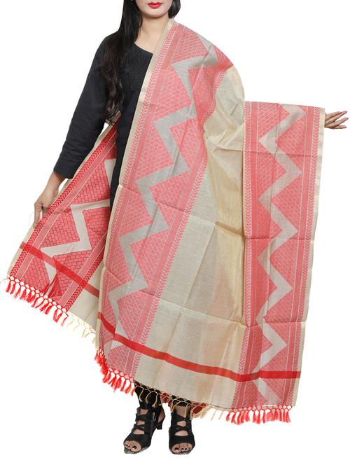 orange woven dupatta - 14740428 - Very Small Image - 1