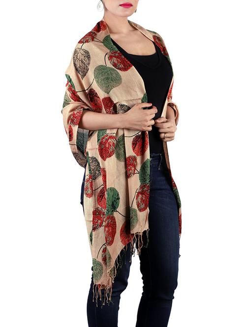 beige printed stole - 14741096 - Very Small Image - 1