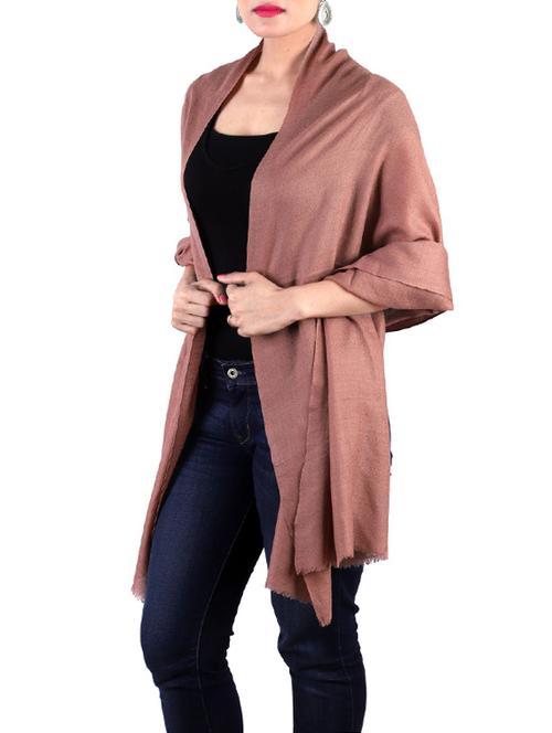brown solid woolen stole - 14741128 - Very Small Image - 1