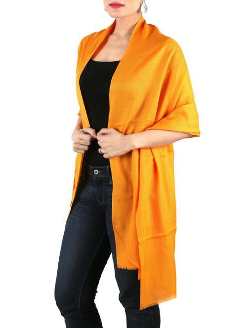 yellow solid woolen stole - 14741129 - Very Small Image - 1