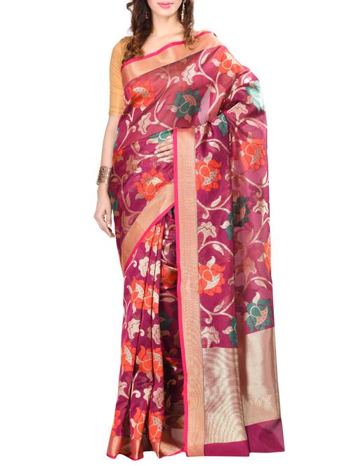 pink georgette saree with blouse - 14742185 - Very Small Image - 1