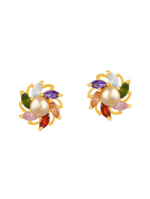 gold metal studs earrings - 14742514 - Very Small Image - 1