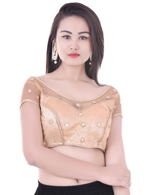 yellow net embroidered blouse - 14743112 - Very Small Image - 1