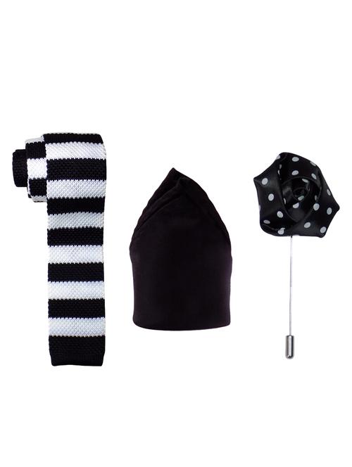 black knitted tie, handkerchief and lapel pin - 14743824 - Very Small Image - 1