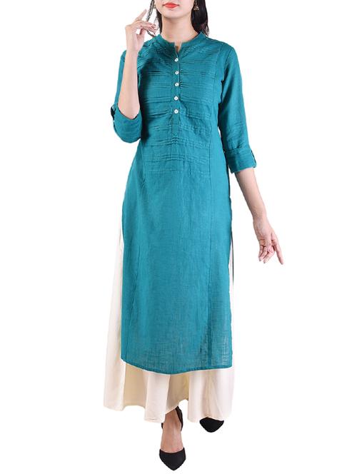 turquoise kurta palazzo set - 14744185 - Very Small Image - 1