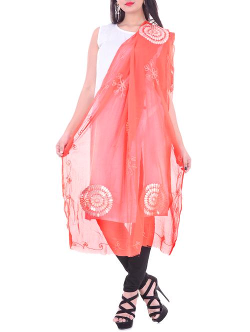 orange embroidered dupatta - 14745298 - Very Small Image - 1