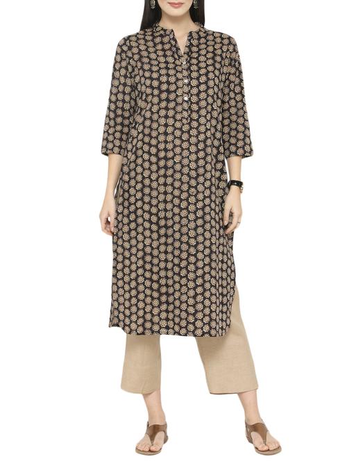 block printed kurta with pant set - 14745769 - Very Small Image - 1