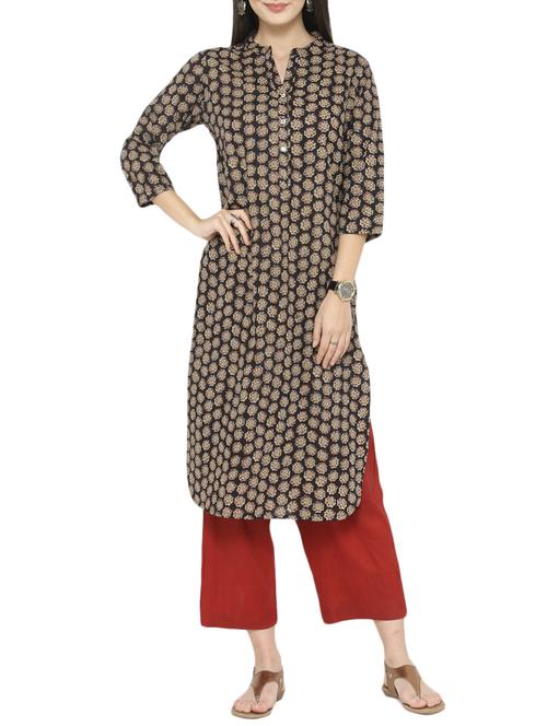 black cotton kurta pant set - 14745772 - Very Small Image - 1