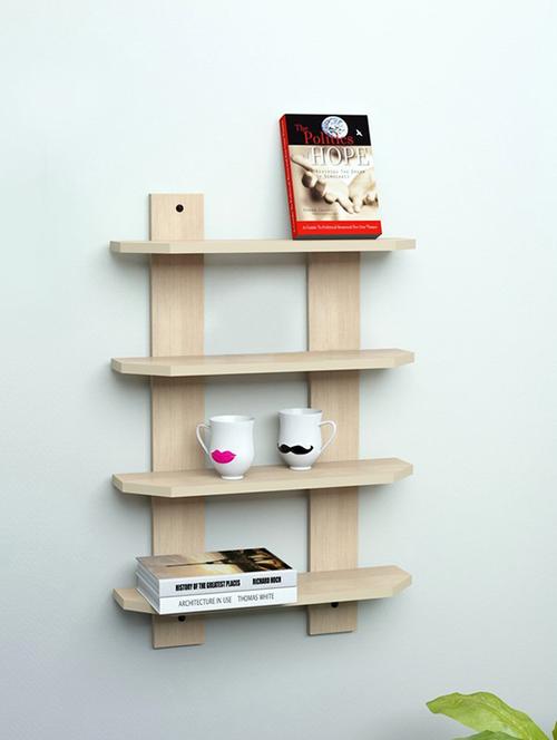 laminated ladder shape 4 tier designer wall rack shelf - 14746131 - Very Small Image - 1