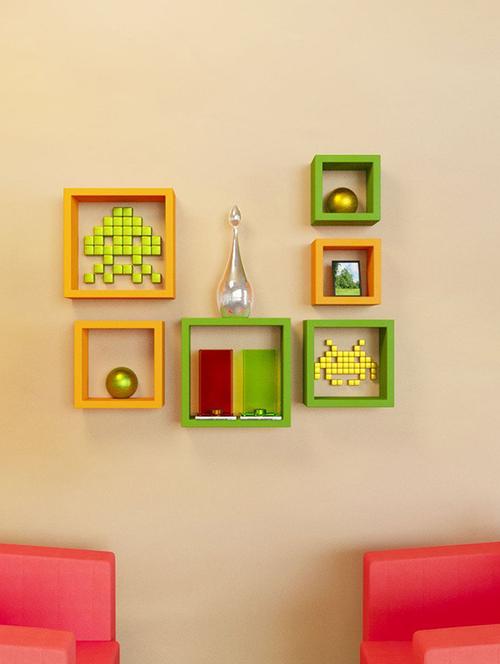 nesting square shape set of 6 wall racks shelves - 14746197 - Very Small Image - 1