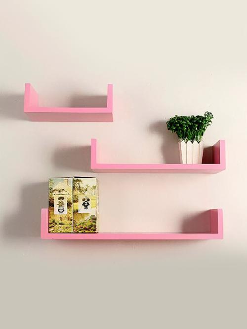u-shaped floating wall shelf, set of 3-pink - 14746211 - Very Small Image - 1