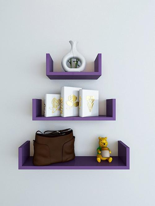 u-shaped floating wall shelf, set of 3-purple - 14746212 - Very Small Image - 1