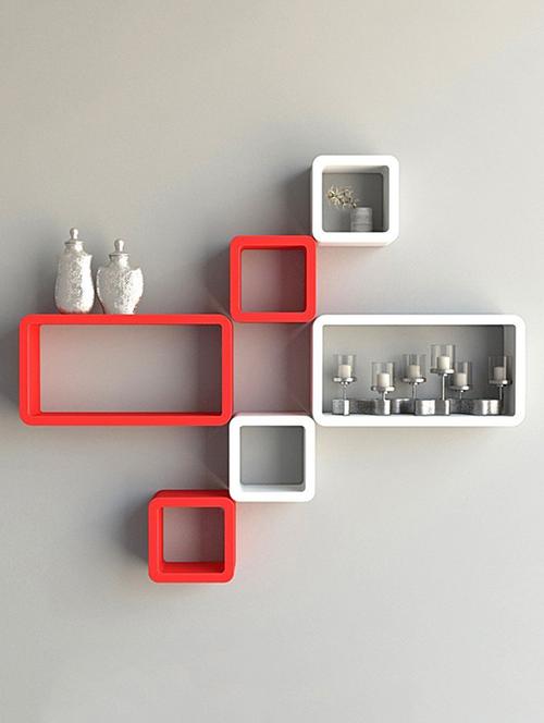 set of 6 cube rectangle designer wall rack shelves - 14746272 - Very Small Image - 1