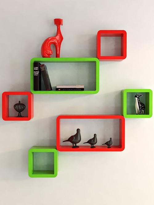 set of 6 cube rectangle designer wall rack shelves - 14746275 - Very Small Image - 1