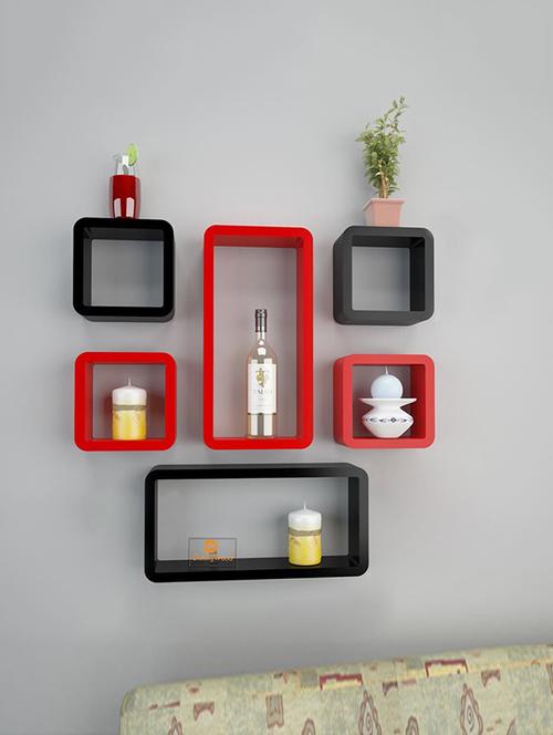 set of 6 cube rectangle designer wall rack shelves - 14746276 - Very Small Image - 1