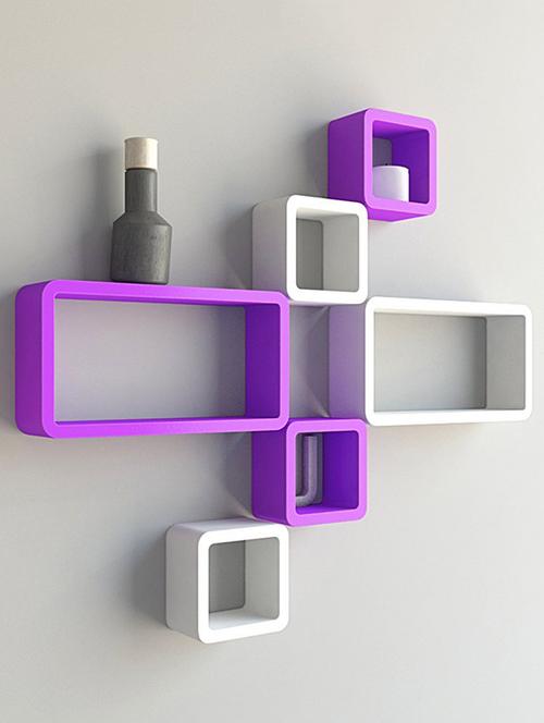 set of 6 cube rectangle designer wall rack shelves - 14746277 - Very Small Image - 1