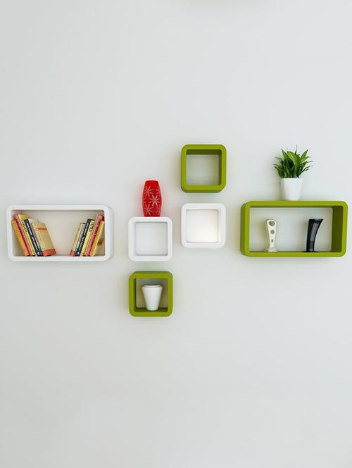 set of 6 cube rectangle designer wall rack shelves - 14746286 - Very Small Image - 1