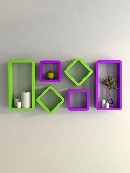 set of 6 cube rectangle designer wall rack shelves - 14746287 - Very Small Image - 1