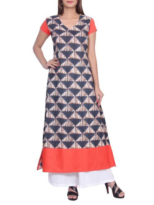 multi colored rayon straight kurta - 14747351 - Very Small Image - 1