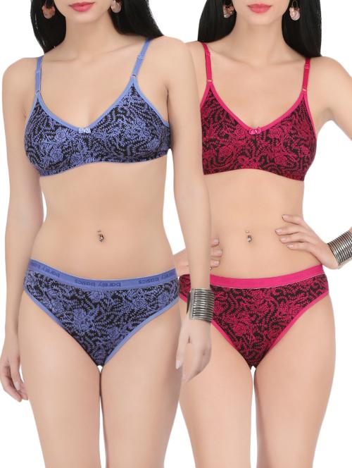 set of 2 multi colored bra and panty set - 14747447 - Very Small Image - 1