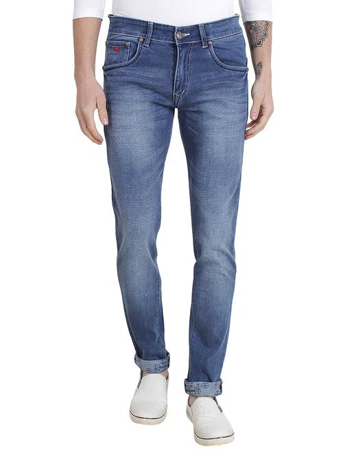 blue cotton blend washed jeans - 14747572 - Very Small Image - 1