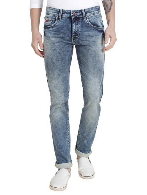 blue cotton washed jeans - 14747591 - Very Small Image - 1