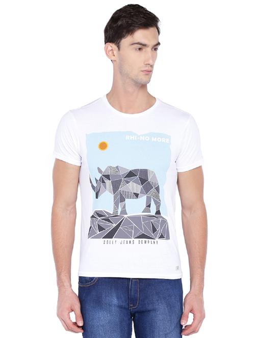 white cotton front print t-shirt - 14748934 - Very Small Image - 1