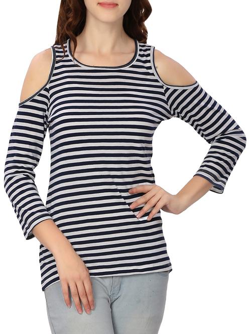 cold shoulder striped top - 14749082 - Very Small Image - 1