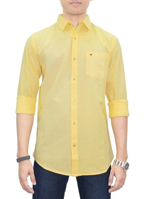 yellow cotton casual shirt - 14749526 - Very Small Image - 1