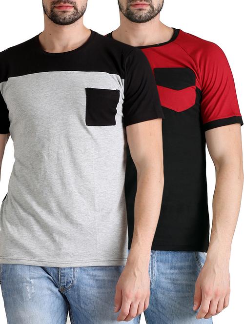 multi colored cotton combos t-shirt (set of 2) - 14749665 - Very Small Image - 1