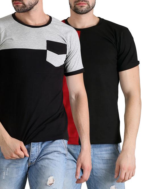 multi colored cotton combos t-shirt (set of 2) - 14749674 - Very Small Image - 1