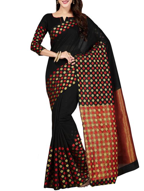 black woven saree with blouse - 14749712 - Very Small Image - 1