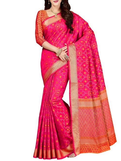 pink patola saree with blouse - 14749719 - Very Small Image - 1