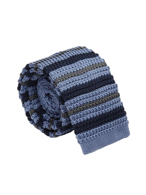 blue micro fiber tie with lapelpin and handkerchief - 14750184 - Very Small Image - 1