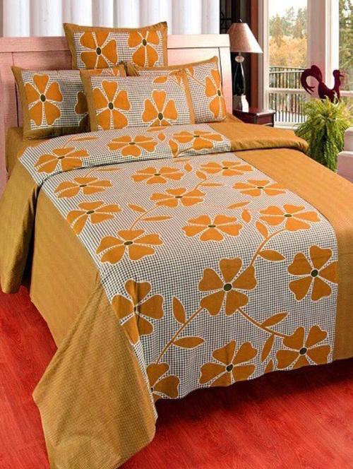 floral cotton double bedsheet with 2 pillow covers - 14750503 - Very Small Image - 1