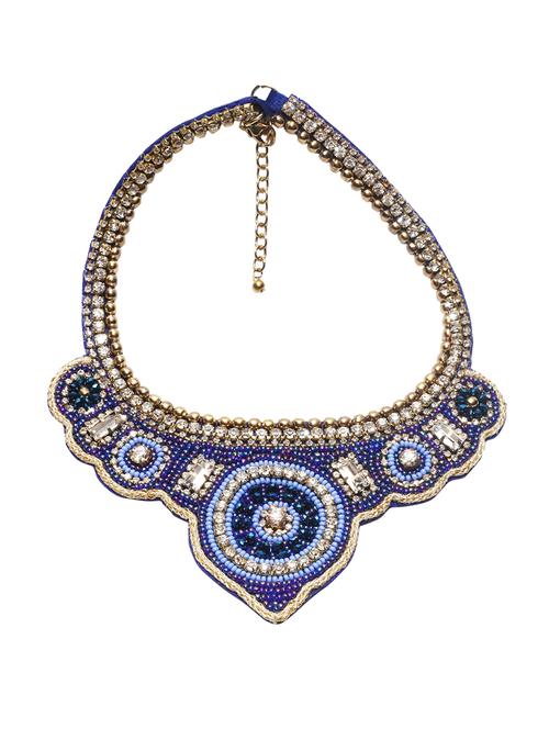 blue glass statement necklace - 14751144 - Very Small Image - 1
