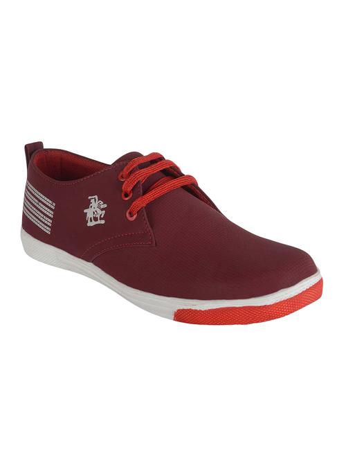 maroon leatherette lace up sneaker - 14754021 - Very Small Image - 1