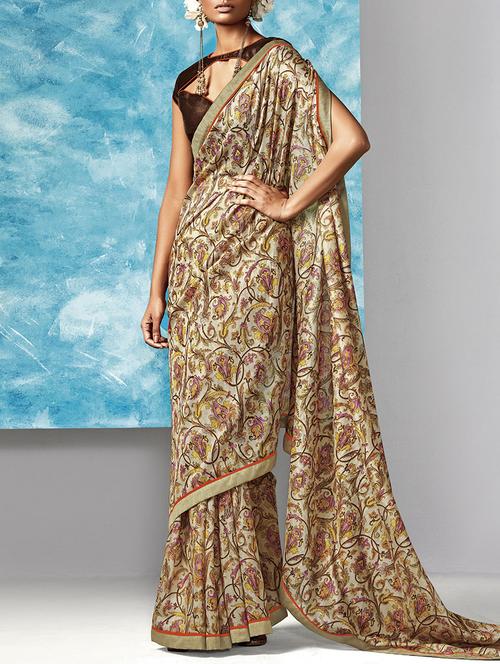 multi colored liva printed saree with blouse - 14754390 - Very Small Image - 1
