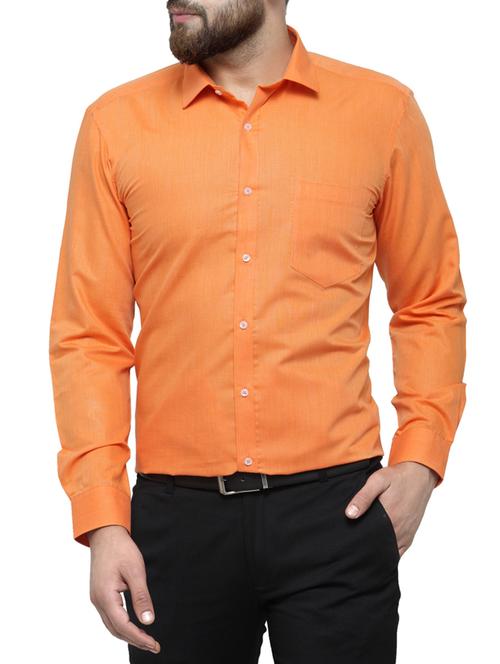 orange solid casual shirt - 14755441 - Very Small Image - 1